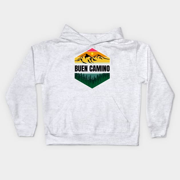 Buen Camino de Santiago de Compostela - The Way of Saint James - Scallop Cathedral, Pilgrimage, Gift, Souvenir, Shop, Present, Shirt, Mug, Hat, Map, Route, Hoodie, Tee, T-Shirt, Credencial, Galicia, Spain, España, Espana Kids Hoodie by cloudhiker